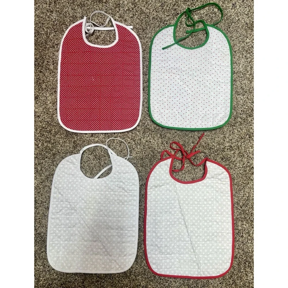 Lot Of 4 Quilted Handmade Bibs Assorted Large Size‎ 12